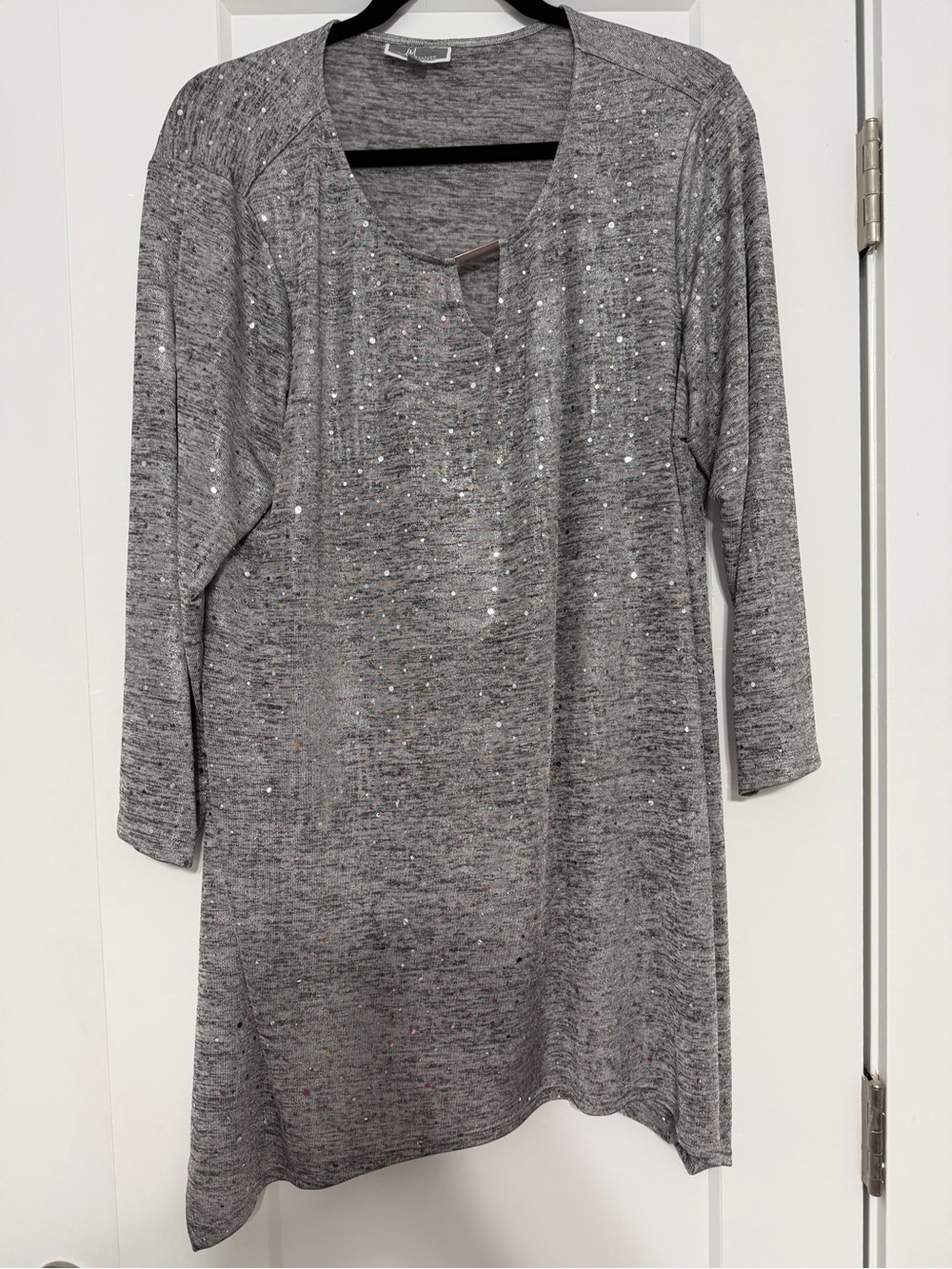 JM Collection Gray Speckled Knit Top